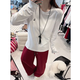 蕾蕾 秋冬简约百搭字母刺绣圆领绒感打底上衣T恤 贴身法宝