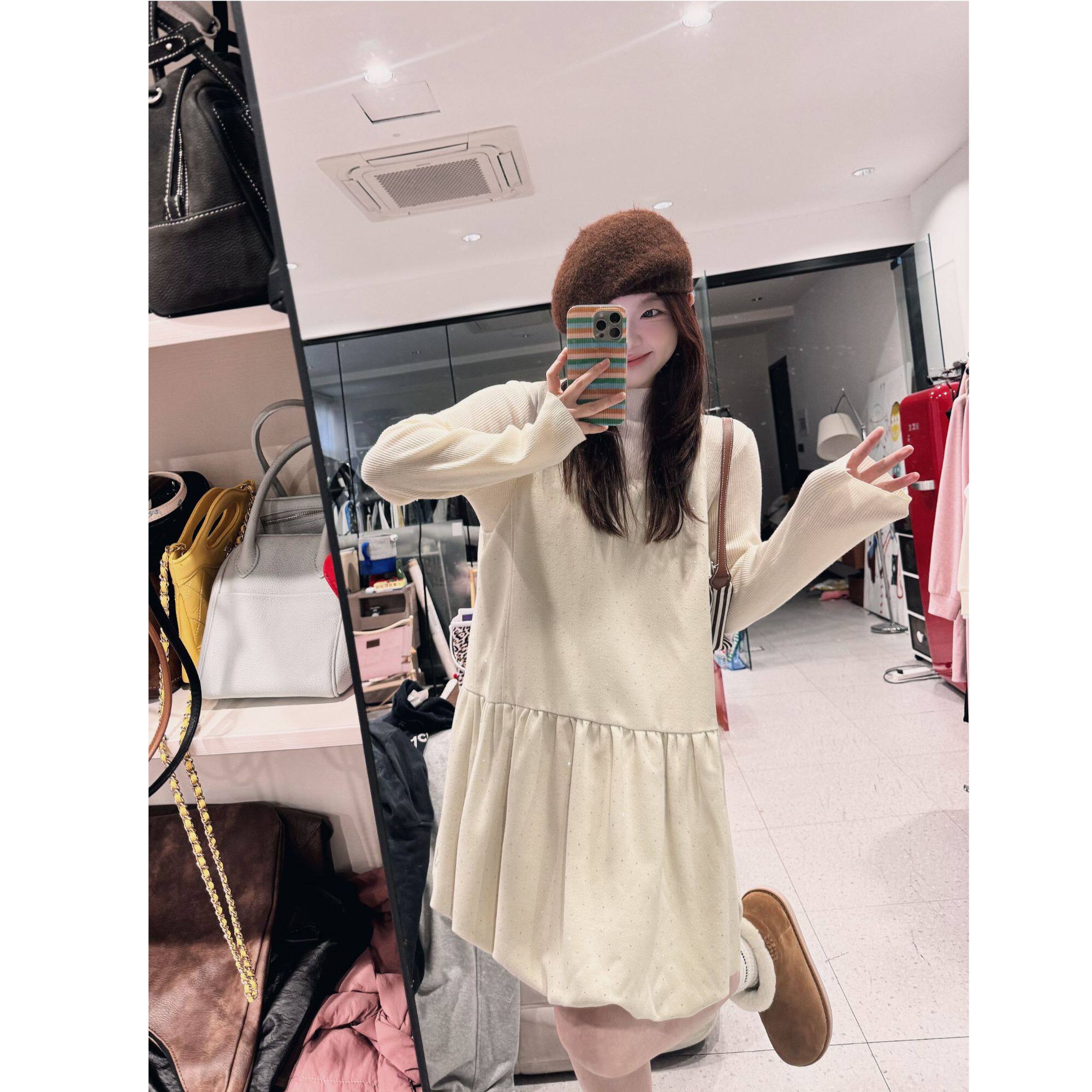 蕾蕾【星河灿烂】重工闪钻无袖方领花苞长短背心裙