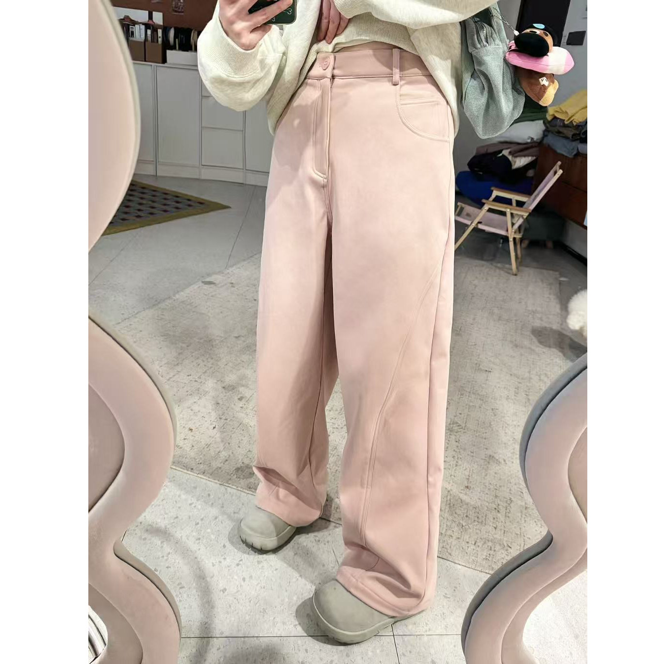 蕾蕾【好穿不费力！】后半截松紧超高腰内里加绒阔腿裤,女装/女士精品,汉服裤装,淘宝优惠券,粉丝福利购,淘宝优惠卷