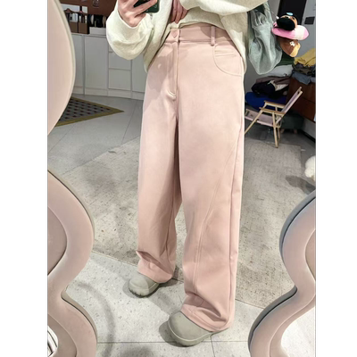 蕾蕾【好穿不费力！】后半截松紧超高腰内里加绒阔腿裤