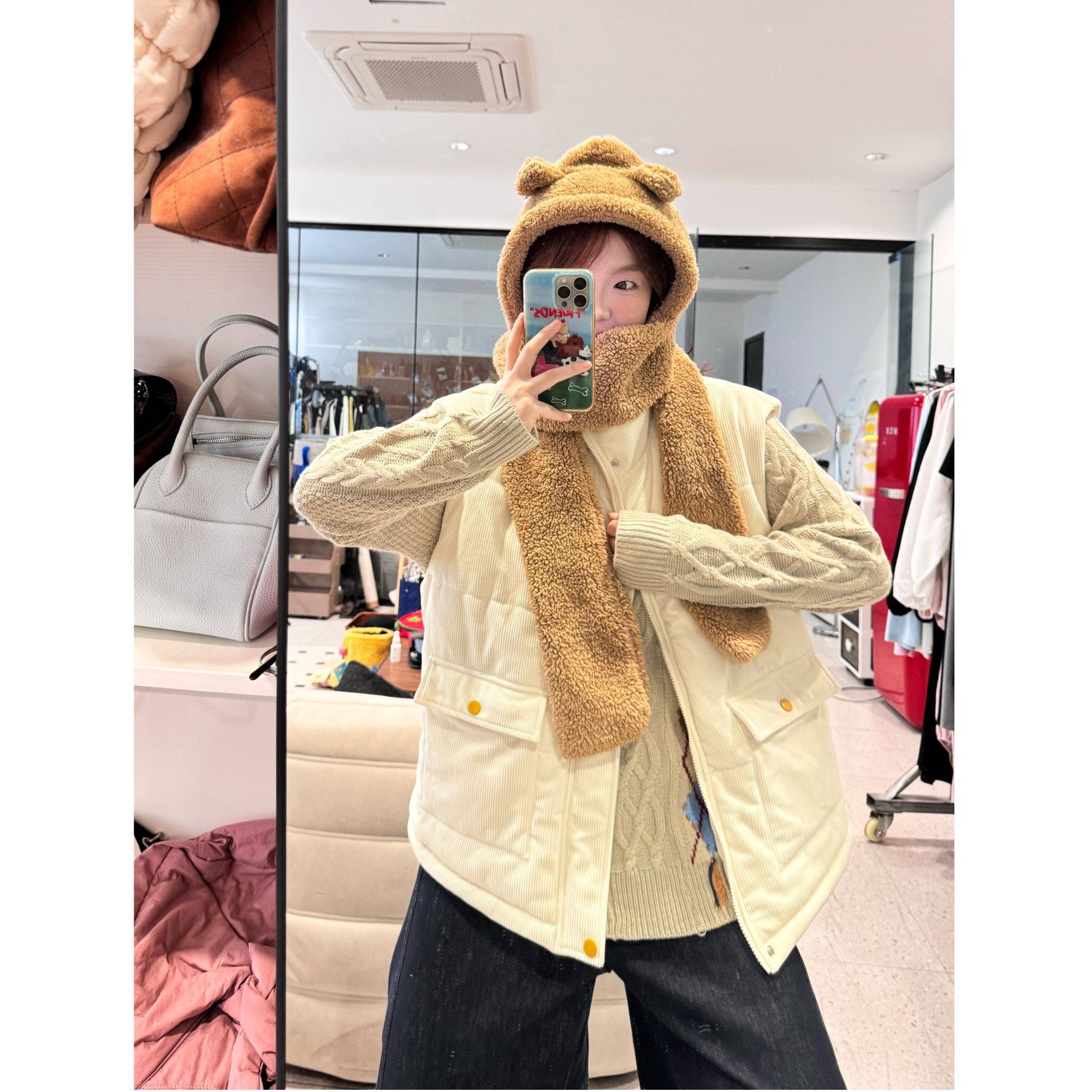 蕾蕾【垂直入坑】竖坑条立领宽松保暖棉服马甲