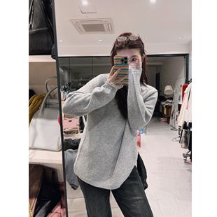 蕾蕾 波点网纱拼接V领宽松银丝针织毛衣 见习丘比特