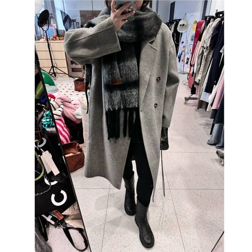 蕾蕾【曼哈顿！】高级感茧型双排扣翻领羊毛大衣外套