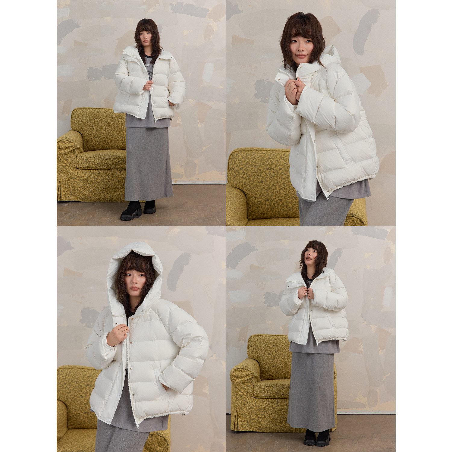 蕾蕾【羽绒王！】超轻云朵泡芙连帽长款羽绒外套