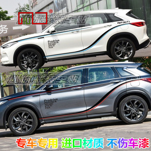 适用于英菲尼迪QX50车贴拉花QX30车身腰线彩条个性 饰贴纸防嗮 改装