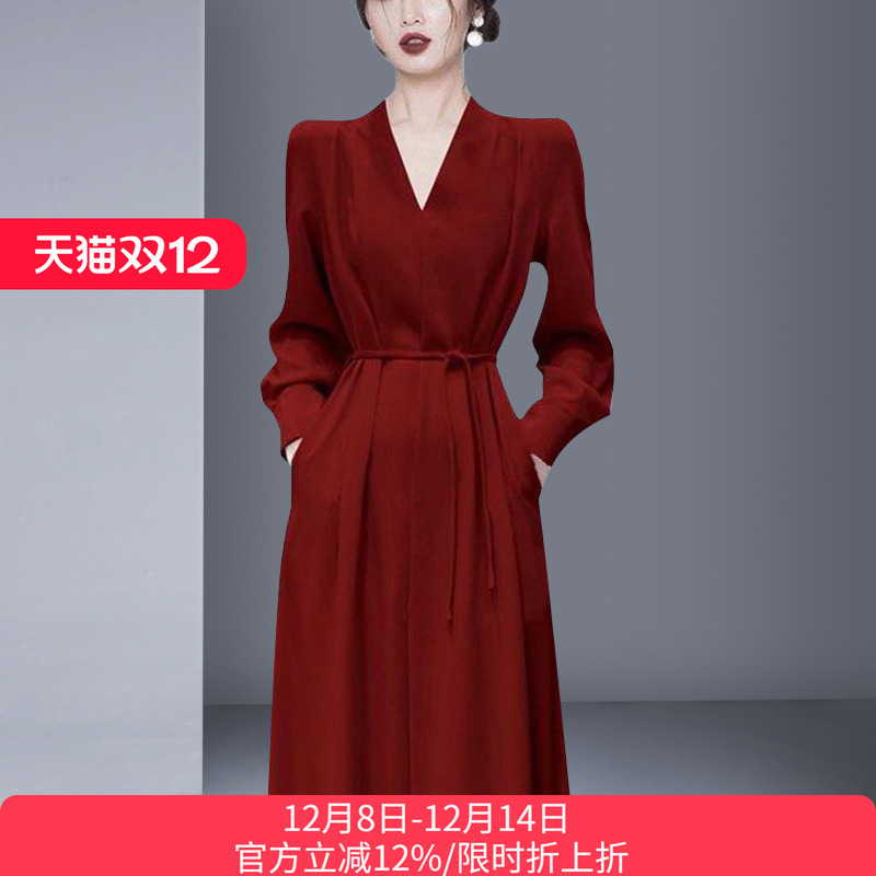 A字轻奢高级法式复古连衣裙礼服