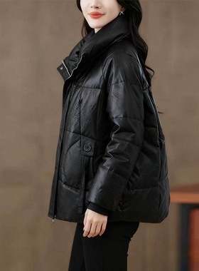 2025冬季新款真皮羽绒服女短款高端皮衣外套海宁绵羊皮夹克小个子