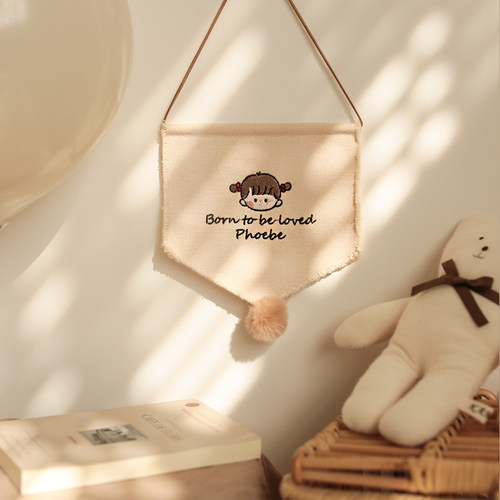 碎朵定制刺绣宝宝纪念日装饰挂旗