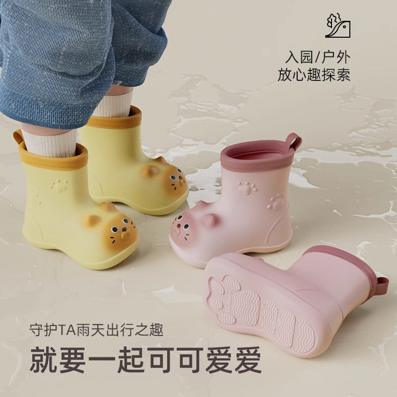儿童雨鞋男童防滑轻便水鞋女童小孩上学宝宝卡通胶鞋防水小猫咪