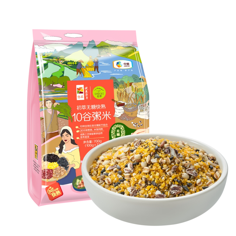 中粮初萃无糖十谷粥米五谷杂粮粗粮谷物豆类营养大米快熟伴侣700g