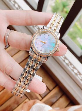 西铁城正品女表女光动能贝母盘EW1222-50D镶水晶EM0774时尚EM0770