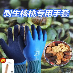剥核桃专用手套摘花椒开榴莲剥板栗防刺防扎手不黑手青皮园艺劳保