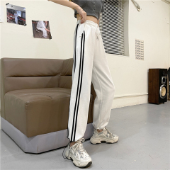 Spring and summer new Korean version slim design sense of drape stripe wide leg leisure pants women's real price