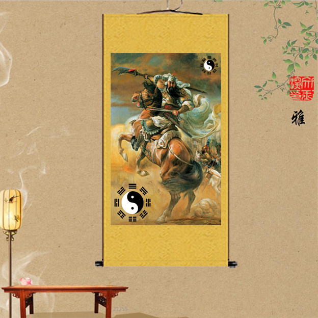 关公关羽画像卷轴画武财神招财