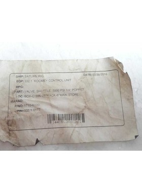 Proserve SH0050 A Navette Valvule 1710-6100 Mawp 5000PSI 0.6