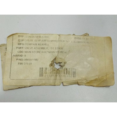Compair Reavell 98650/1080 1st Stage Valve Assembly 98650108
