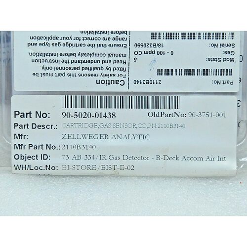 Sensore Cartridge Zellweger Analytic 2110B3140 0-100ppm CO 9