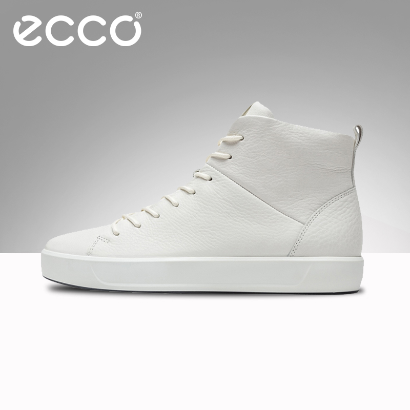 ECCO愛步男士休閑高幫鞋 系帶牛皮耐磨短靴 SOFT8柔酷8號440554