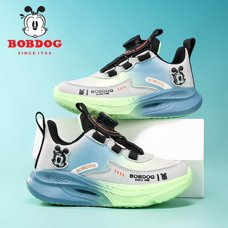 巴布豆男童运动鞋2025春秋新款透气网面儿童中大童轻便防滑跑步鞋