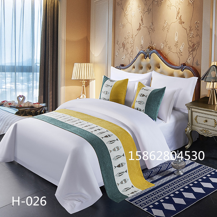 宾馆酒店床上用品五星级酒店民宿高档床尾巾床旗床尾垫床盖桌旗