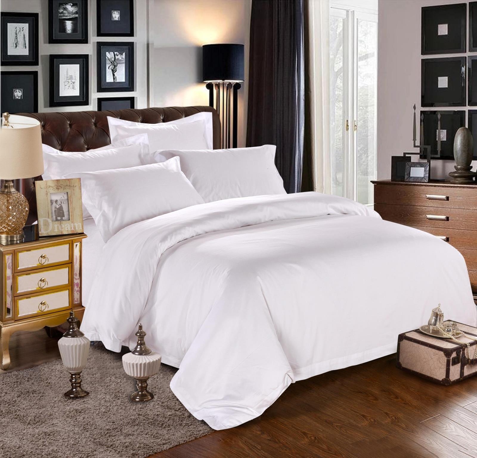 五星级酒店布草宾馆床上用品四件套 全棉60支贡缎纯白色套件