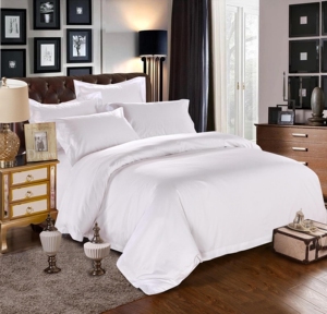 五星级酒店布草宾馆床上用品四件套 全棉60支贡缎纯白色套件