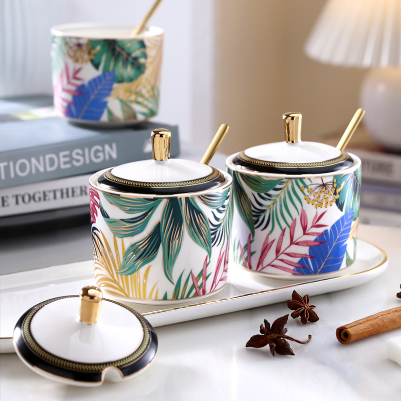 北欧式陶瓷四件套花果茶储物罐