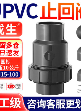 戎生UPVC止回阀球型PVC管化工级单由令立式止逆阀塑料单向止流阀