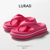 路拉迪新款 潮 厚底沙滩鞋 人字拖女夏季 透气防滑中跟外穿夹脚凉拖鞋