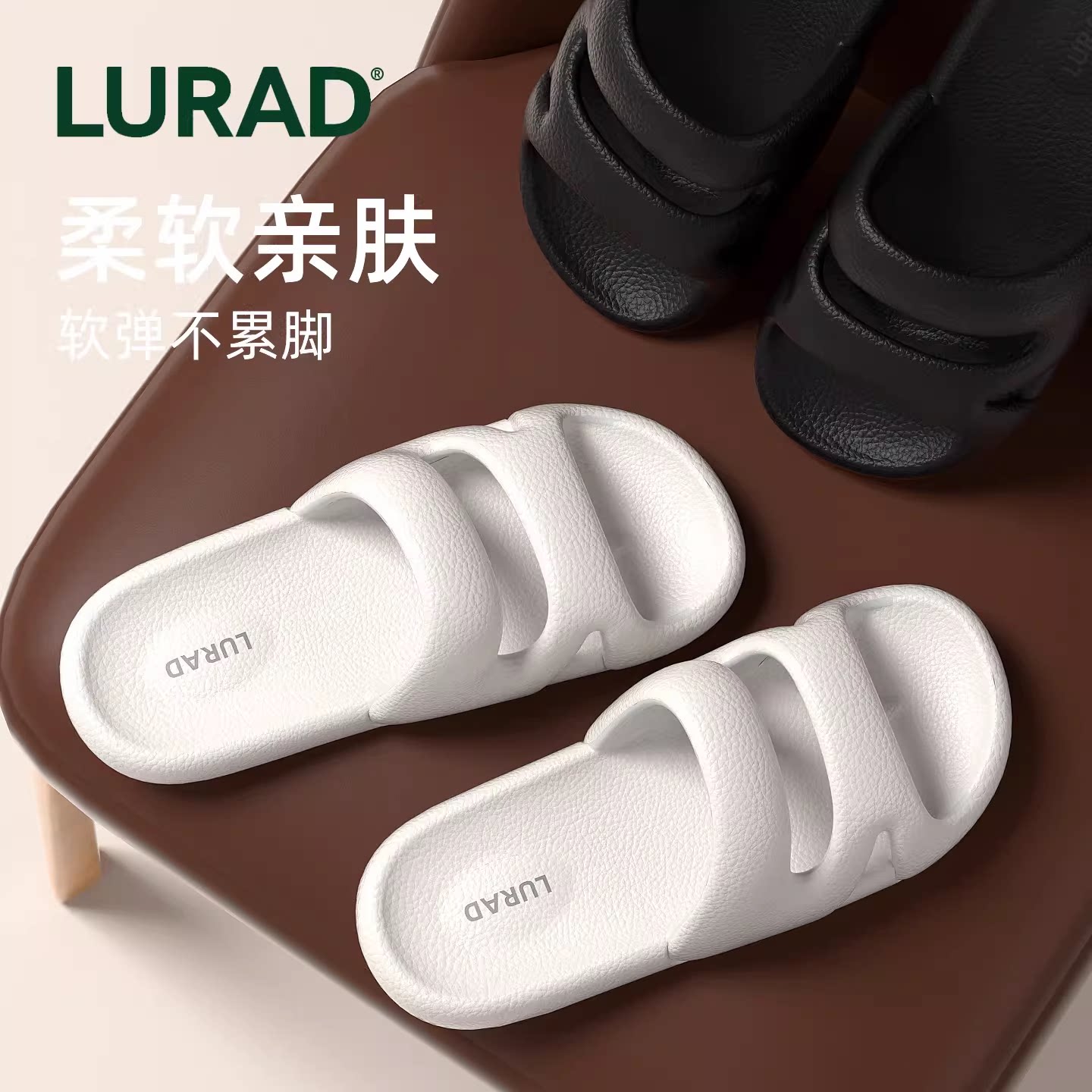 休闲皮纹情侣双带外穿防滑凉拖鞋图片