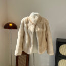 新品 千金公主兔皮草外套女真兔毛整皮毛一体韩系立领极简短款 冬季