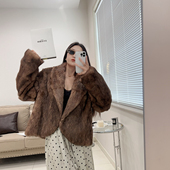 高级感秋冬裘皮大衣2025新款 复古意式 老钱风真兔毛毛皮草外套短款