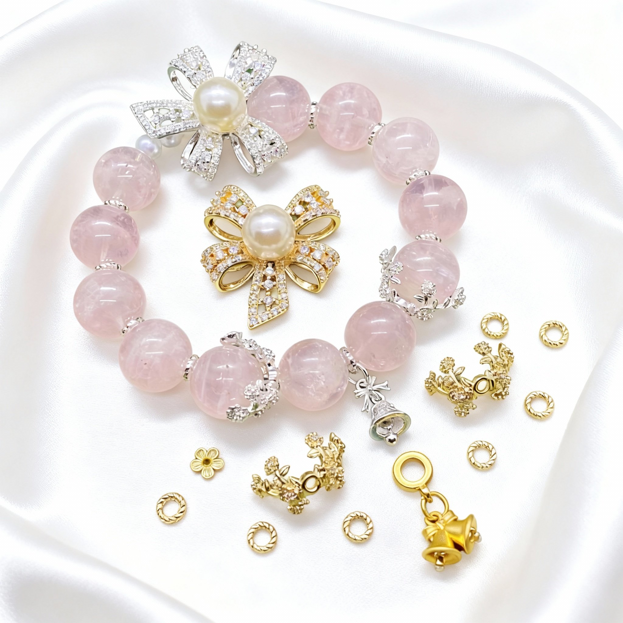 水晶diy配饰品铜合金电镀时尚蝴蝶结隔珠跑环花托隔片手串珠配件,饰品/流行首饰/时尚饰品新,其他DIY饰品配件,淘宝优惠券,粉丝福利购,淘宝优惠卷