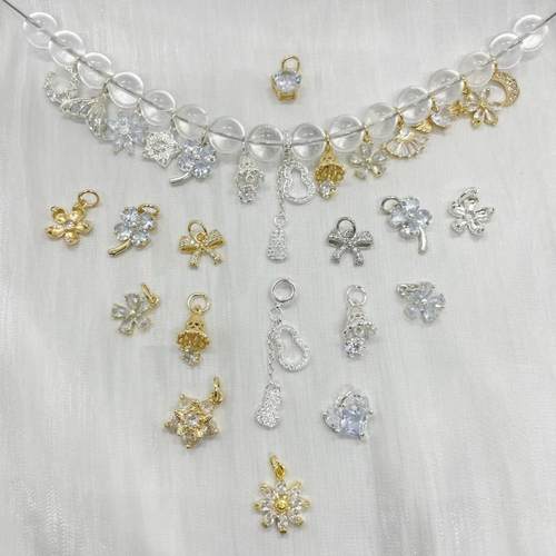 高保色水晶diy配件镀银铃铛提溜