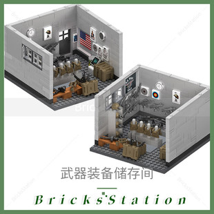 托比狮积木军事人仔特种兵警匪武器装备收纳库模型拼装插场景玩具