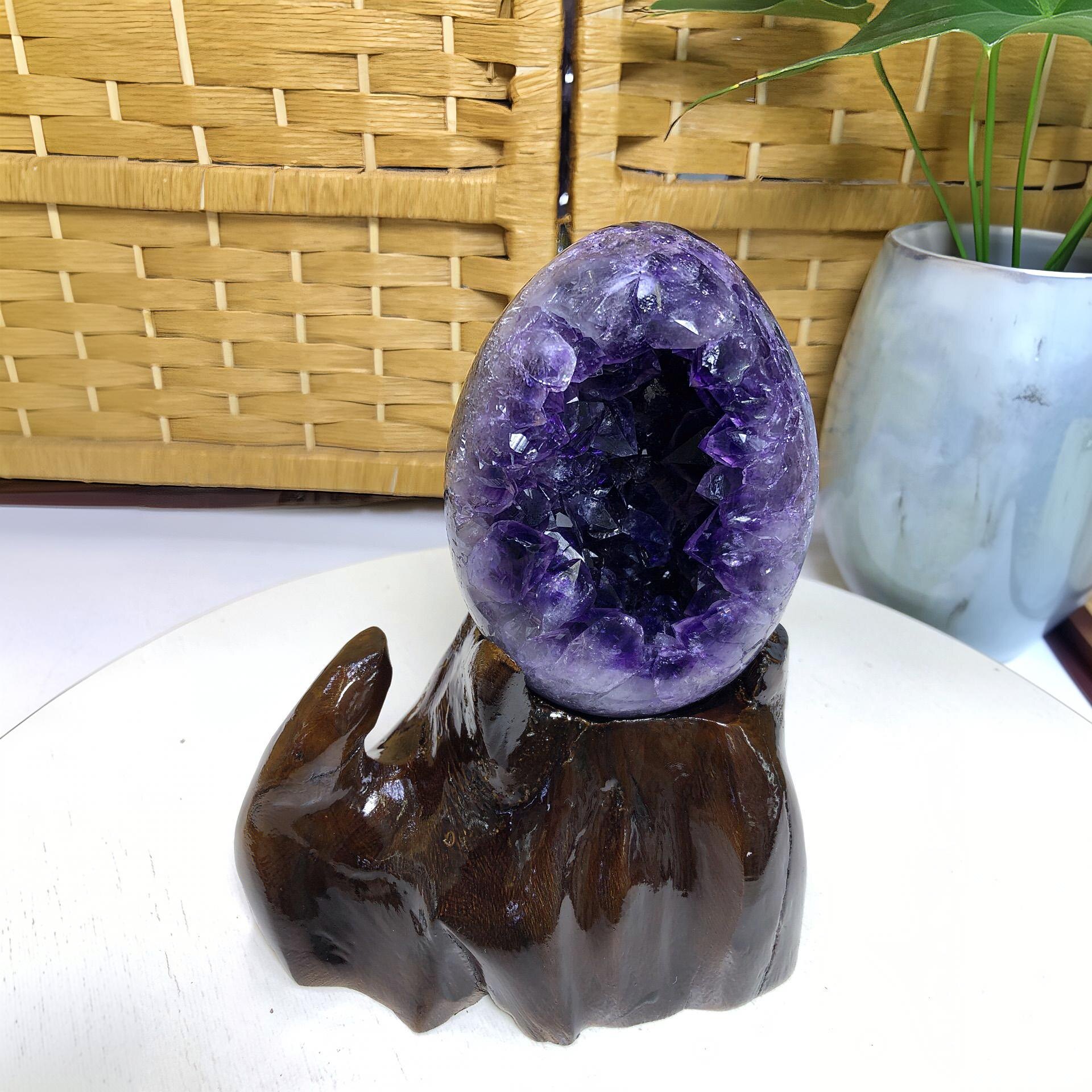 一物一图天然乌拉圭原矿全抛恐龙蛋紫晶洞摆件家居装饰开业乔迁