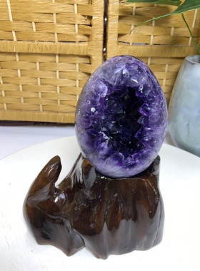 一物一图天然乌拉圭原矿全抛恐龙蛋紫晶洞摆件家居装饰开业乔迁