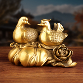 鸳鸯摆件一对新婚礼物送新人结婚礼品卧室客厅装 饰品黄铜喜事连连