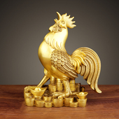 铜公鸡 饰品乔迁新居礼品 宝鸡客厅装 铜鸡 金鸡摆件黄铜生肖铜钱元
