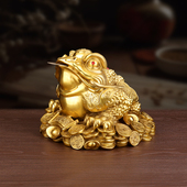 铜金蟾摆件三足蟾蜍三脚金蝉办公室客厅装 饰品乔迁新居开业礼物