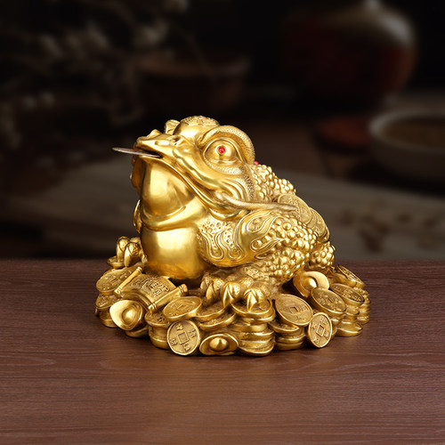 铜金蟾摆件黄铜三足蟾蜍三脚金蝉