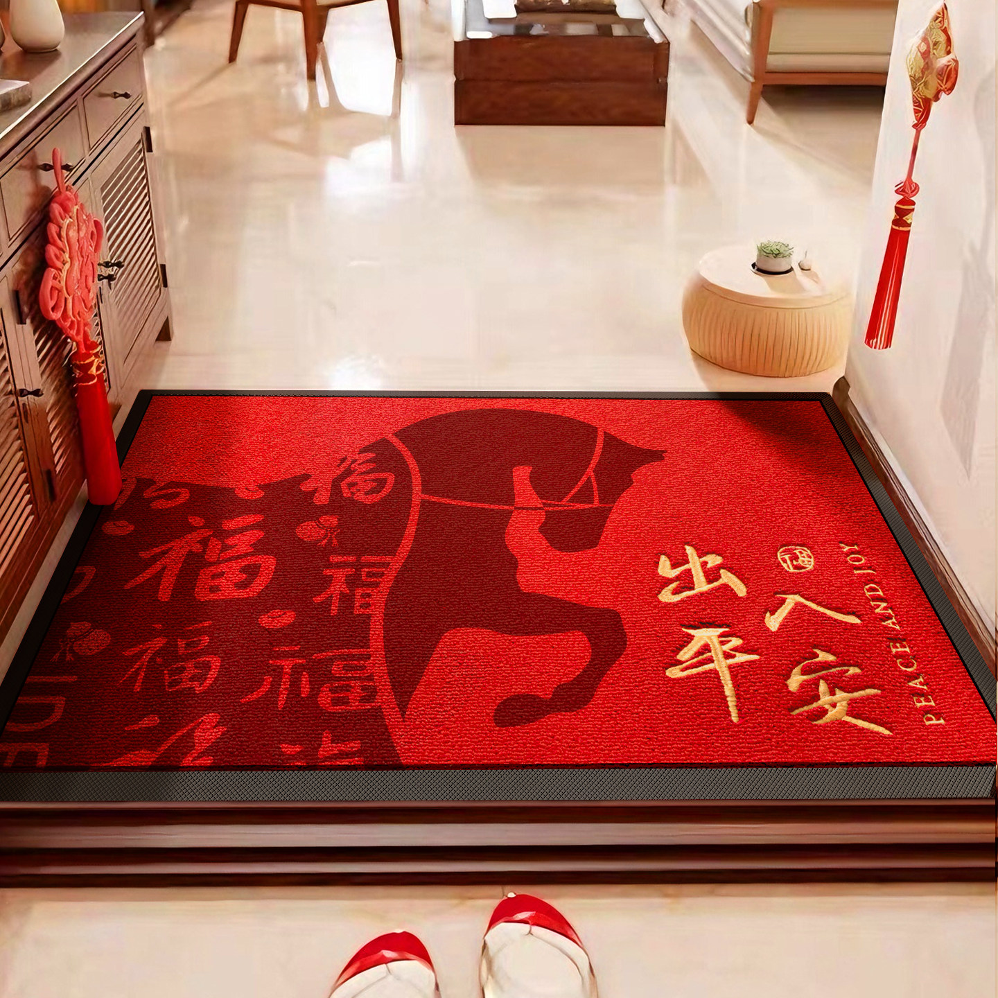 马年2026新款入户门地垫喜庆红色耐脏大宅门口脚垫高端乔迁垫子,居家布艺,入户地垫,淘宝优惠券,粉丝福利购,淘宝优惠卷