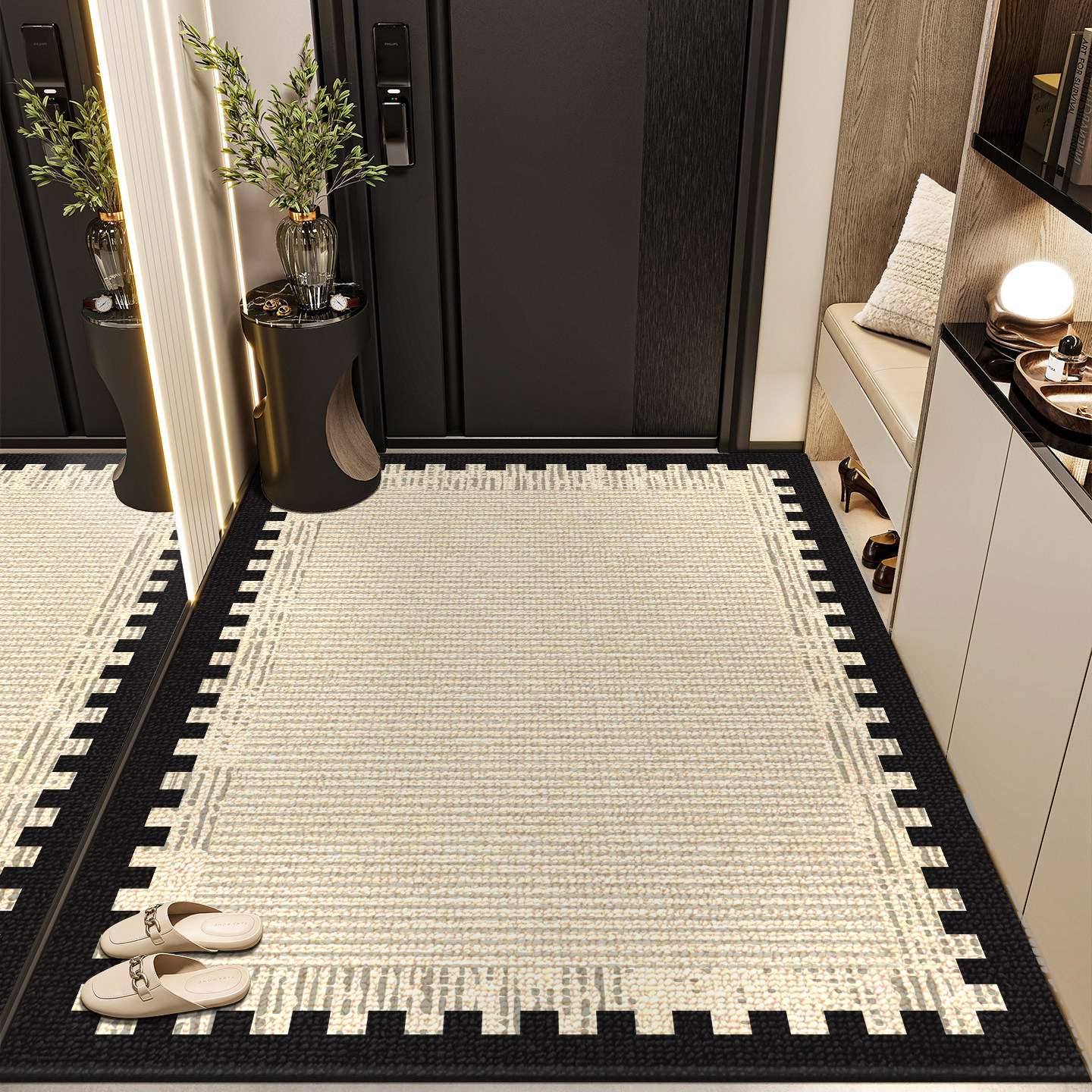 入户地垫防滑防水耐脏防污几何条纹轻奢脚垫家用门厅玄关地毯门垫,居家布艺,入户地垫,淘宝优惠券,粉丝福利购,淘宝优惠卷