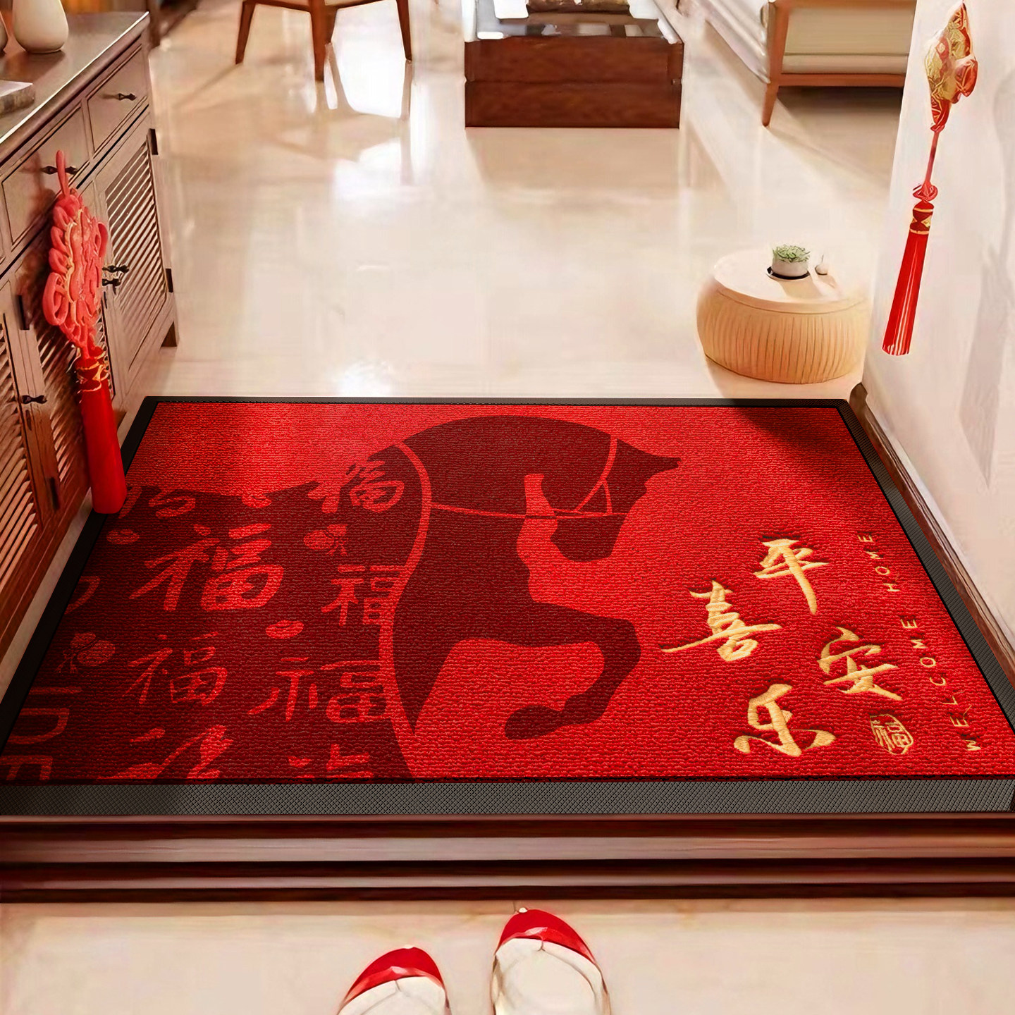 马年2026年新款地垫入户门垫红色大门口脚垫耐磨蹭土高质量防滑垫,居家布艺,入户地垫,淘宝优惠券,粉丝福利购,淘宝优惠卷