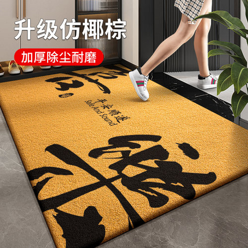 高端入户门地垫2025新款黄色豪宅加厚防滑除尘脚垫玄关蹭土地毯