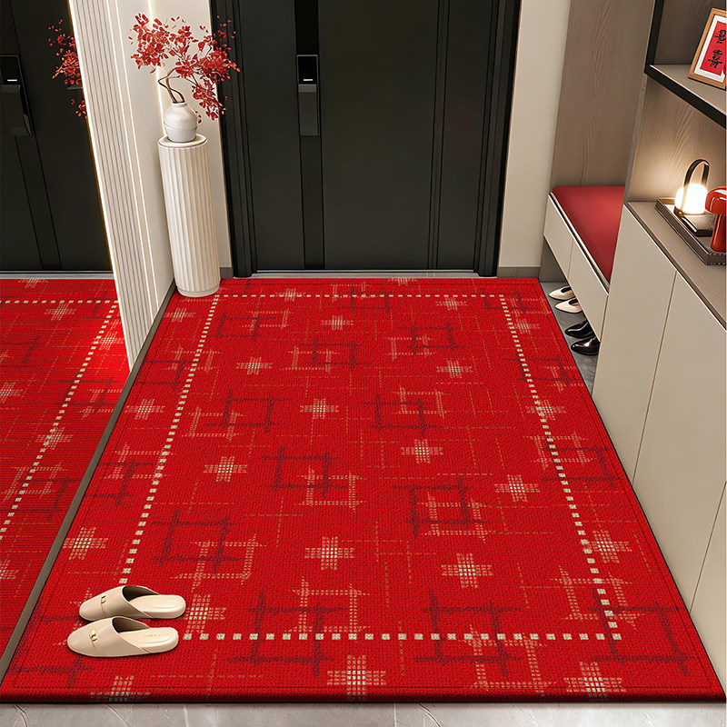 红色门口进门地垫防滑耐脏乔迁喜庆地毯高级感家用玄关门垫脚踏垫,居家布艺,入户地垫,淘宝优惠券,粉丝福利购,淘宝优惠卷