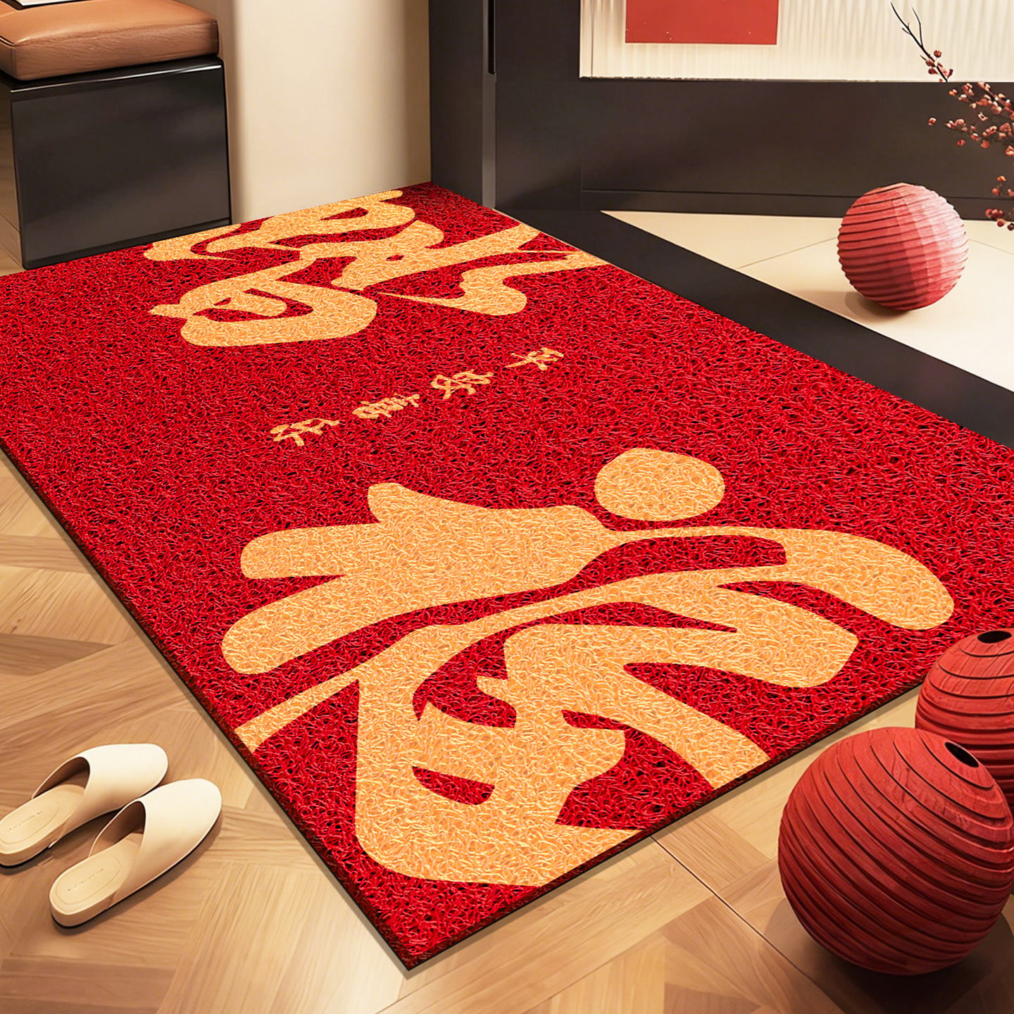 2025新年红色家用耐磨入户门地垫