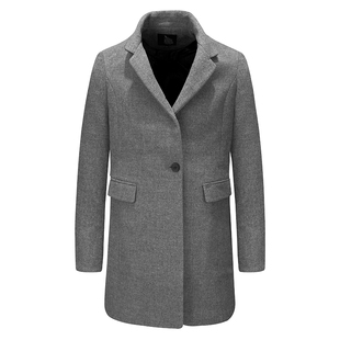 鸟家旗下牌子灰色单扣西装领冬季毛呢外套中长款羊毛面料05DH