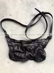 Dark Pioneer Independent Designer Original G&Iui Style Single Shoulder Crossbody Crescent Bag with Pleats Greg L@Uren