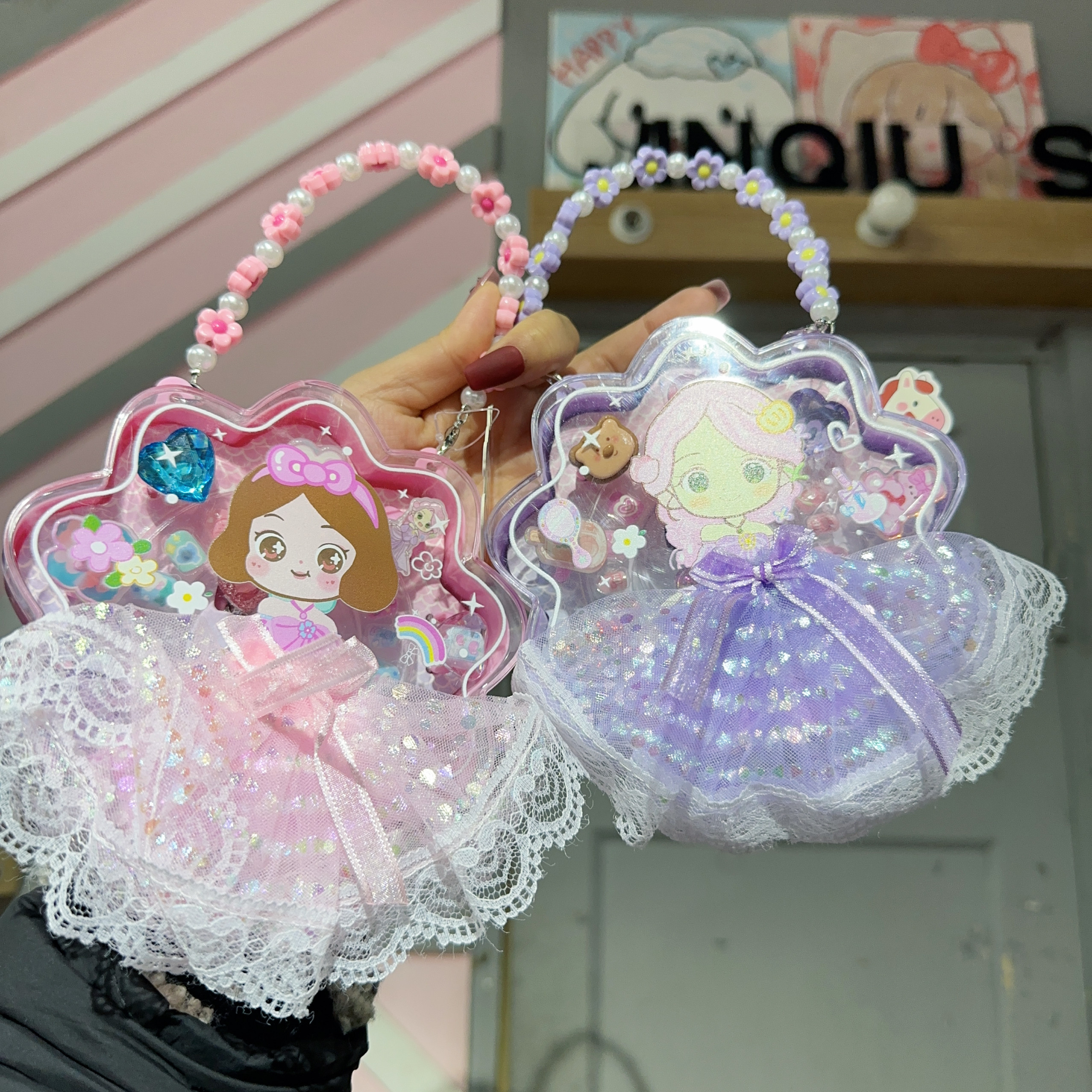 儿童串珠玩具公主三丽鸥仿水晶钻DIY手链项链女动手益智饰品女孩